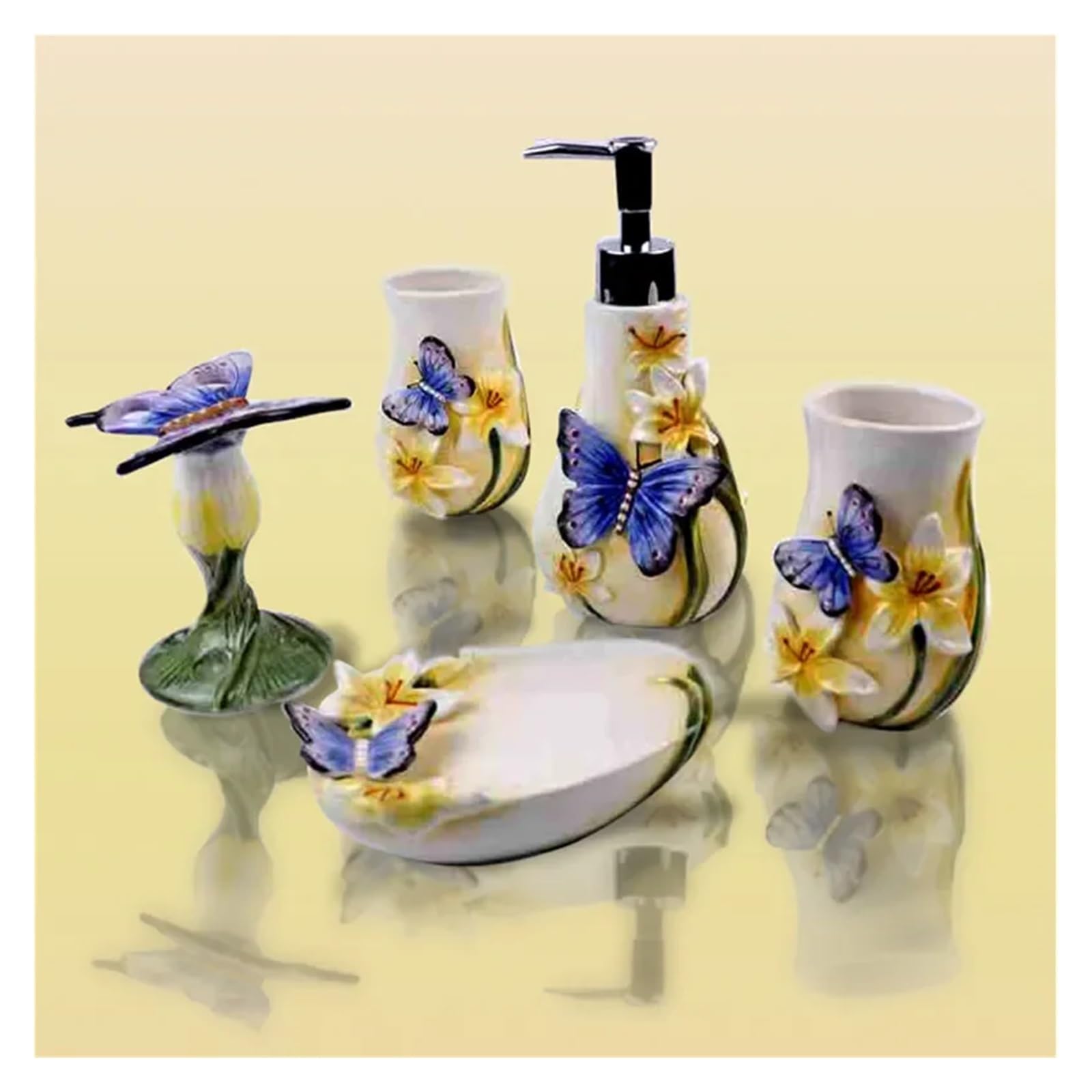 Manguera De Ducha Accesorios de baño Juego lavado Butterfly Vaso tocador for el hogar(5pcs)