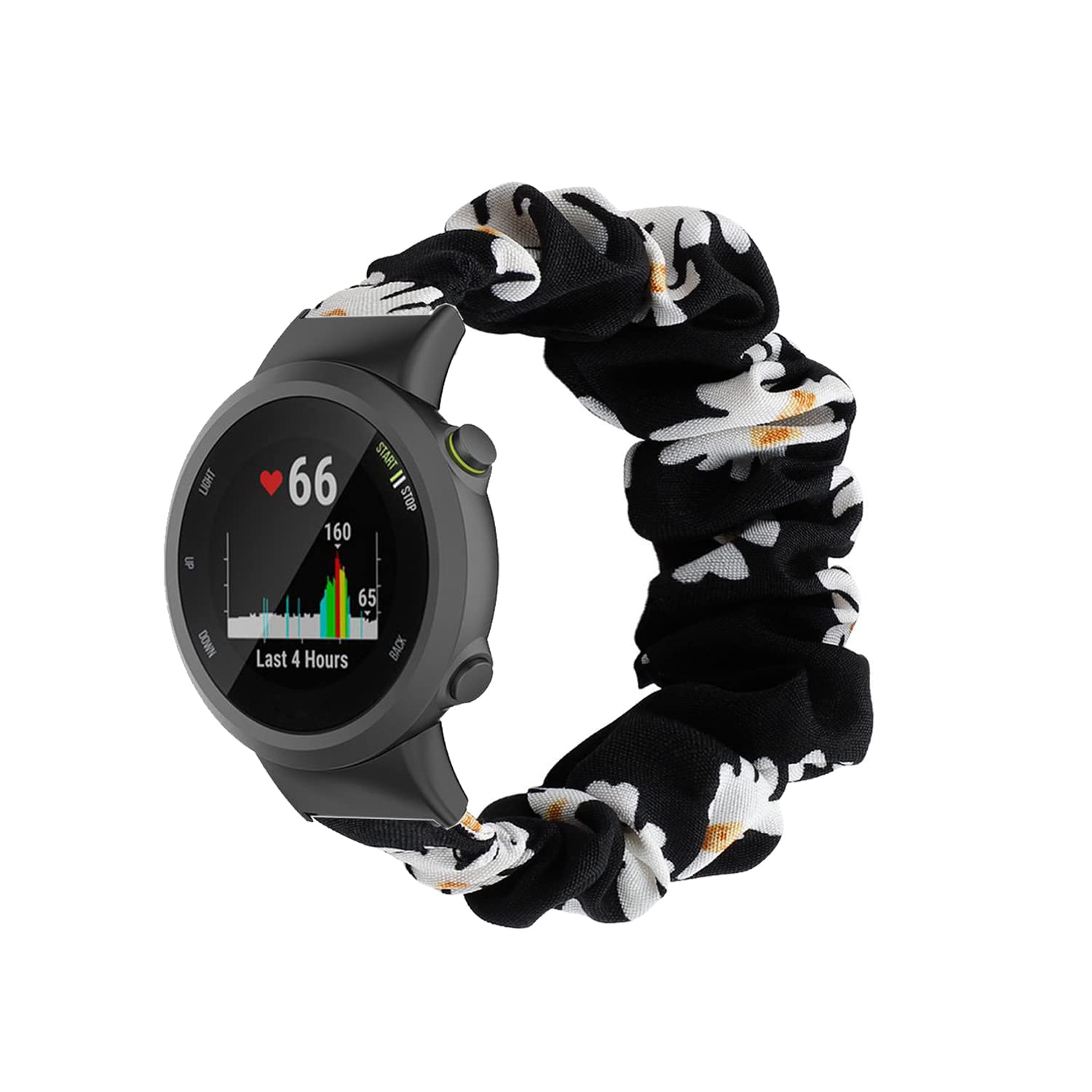 Dongye Scrunchies Band Compatible with Garmin Forerunner 45/45s,Adjustable Pattern Printed Wristbands Replacement for Garmin Forerunner 45/45s (L, White Chrysanthemum)