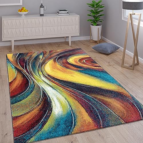Paco Home Teppich Modern Designer Teppich Bunter Farbmix Gemustert Mehrfarbig, Grösse:80x150 cm