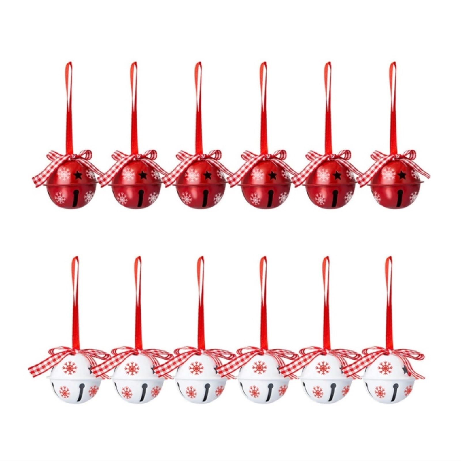 Campanelle Natale Jingle Bells Campane Artigianali di Natale con Fiocco Neve for L'Albero della Festa Decorazioni(White And Red)