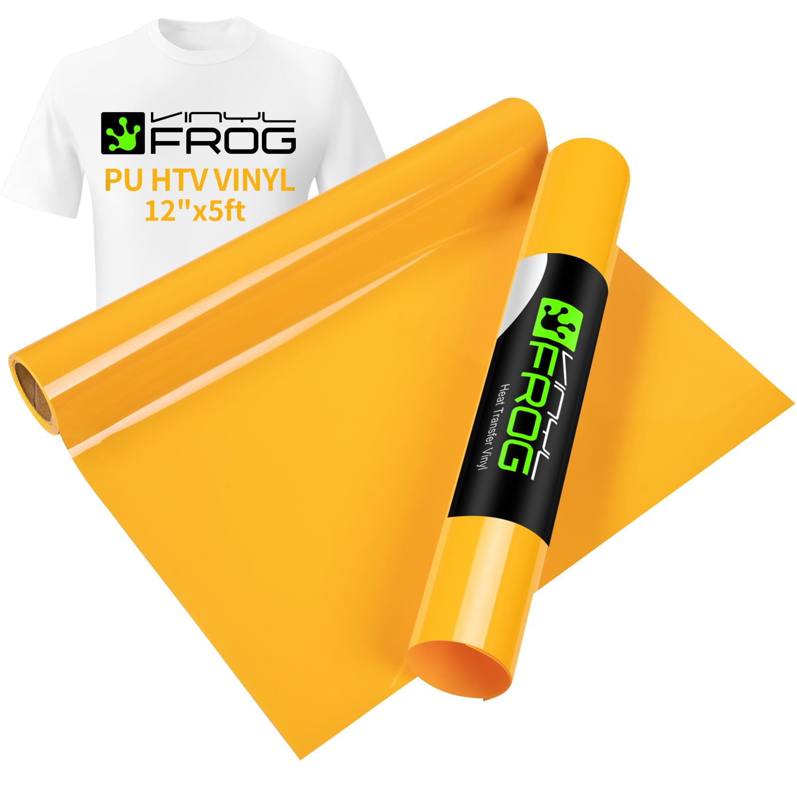 VINYL FROG Yellow Heat Transfer Vinyl Roll 12" x5ft Matte HTV Vinyl