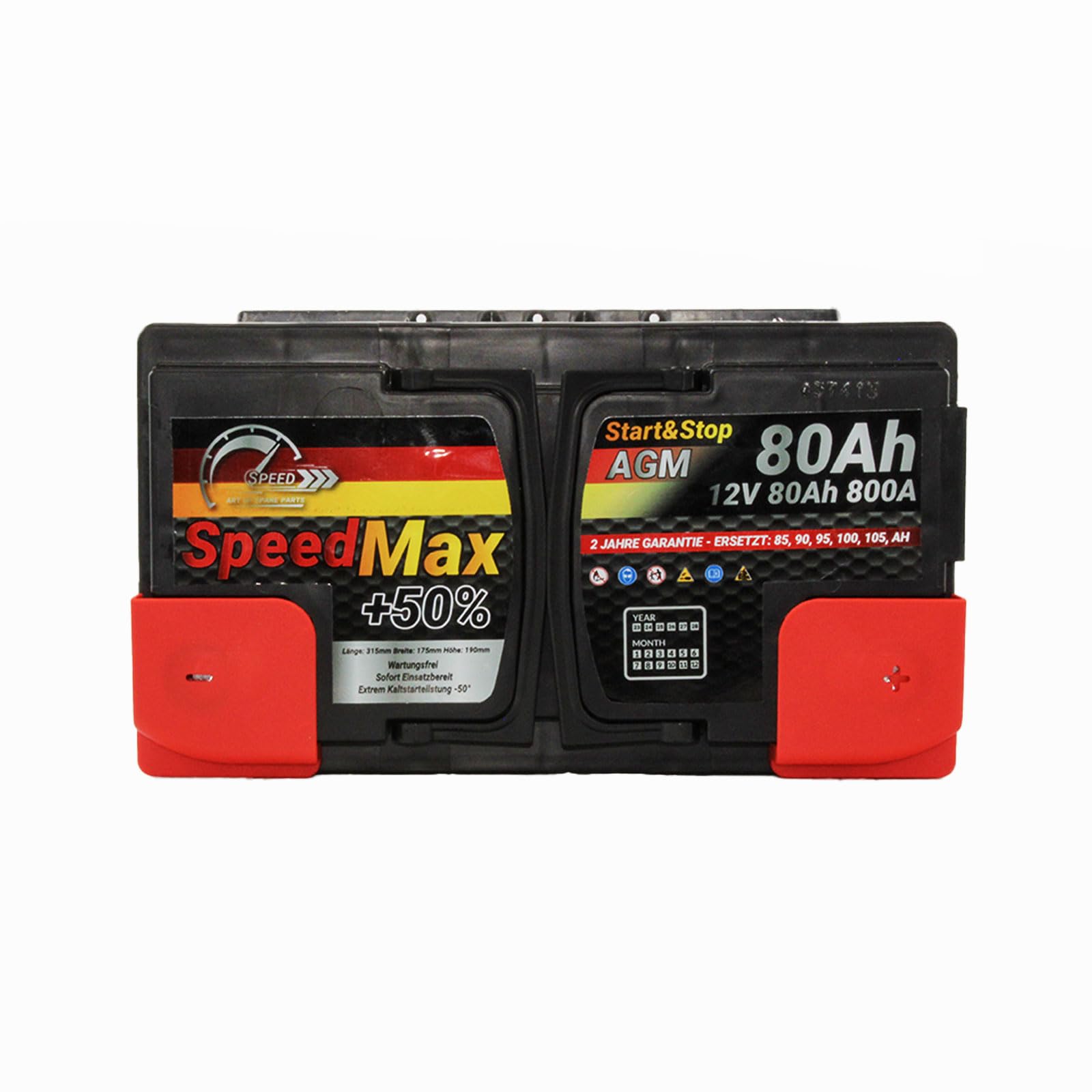 Batteria Auto Speed Max 80 Ah AGM Start&stop Speed 80Ah 800A 12V L4