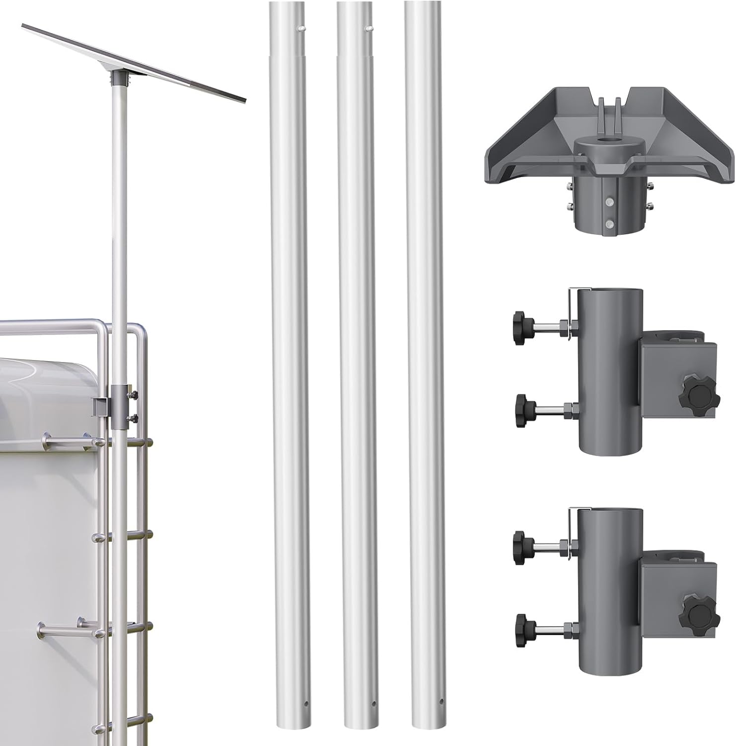 Starlink Pole Mount Gen 3 10FT Starlink Rv Mount with Starlink Gen 3 Pipe Adapter Fits 0.8-1.96 inch Ladder Rails