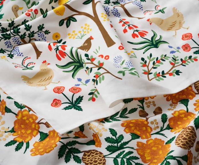 RIFLE PAPER CO. Country Farm Tea Towel - Stylish Cotton Towel for Drying or Display, 28" L x 21" W, Perfect Addition for Kitchens to Increase Culinary Style, Machine - Washable