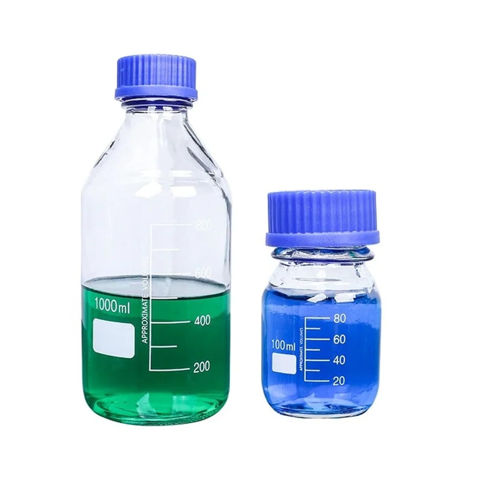 Bocca a vite for bottiglia di reagente da laboratorio con tappo blu in vetro trasparente trasparente for uso medico (50-1000 ml/set)(50-1000ML-Set)