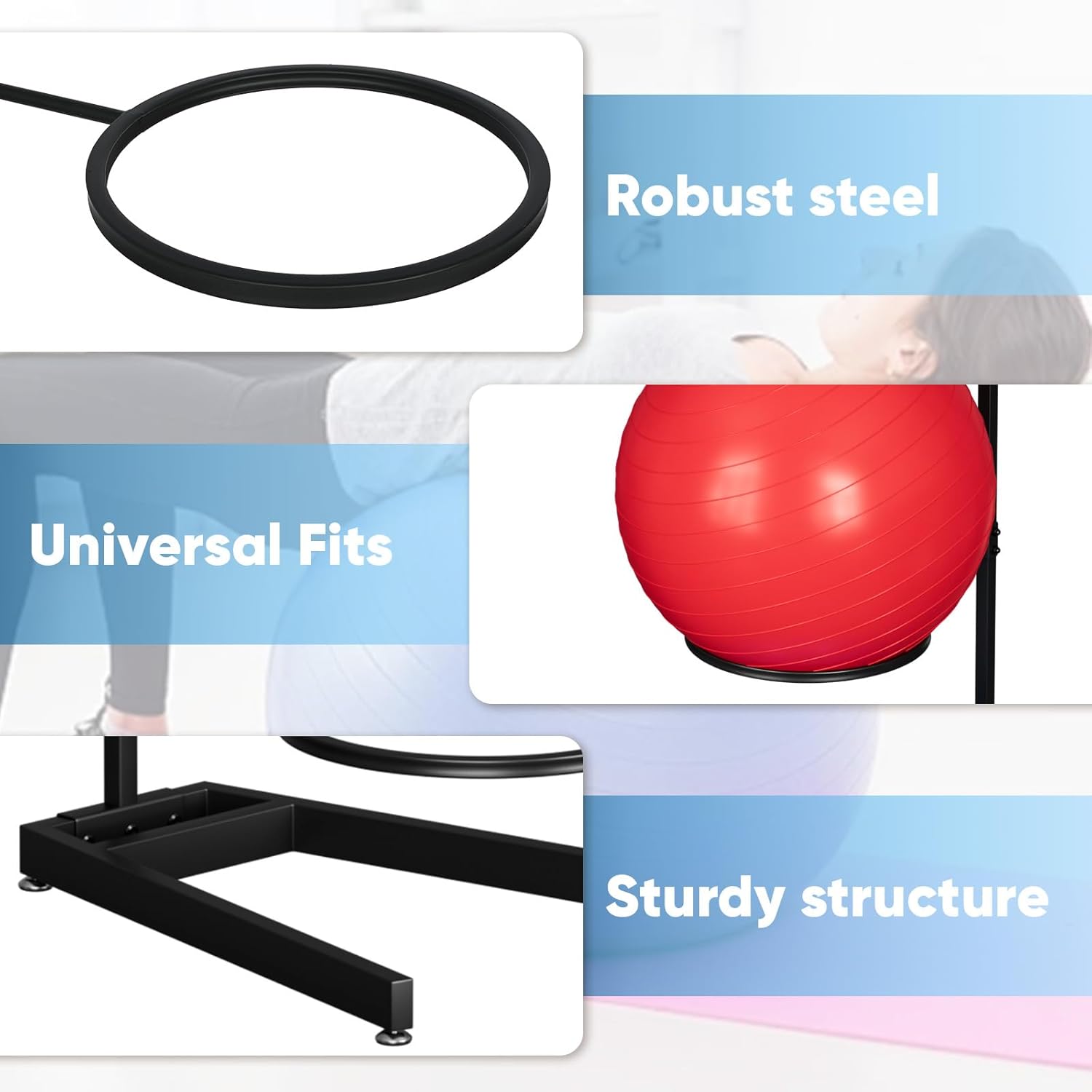 3-Tier Yoga Ball Holder with Vertical Storage - Exercise Ball Rack for Stability Balls and Gym Equipment, Ideal for Home and Commercial Use