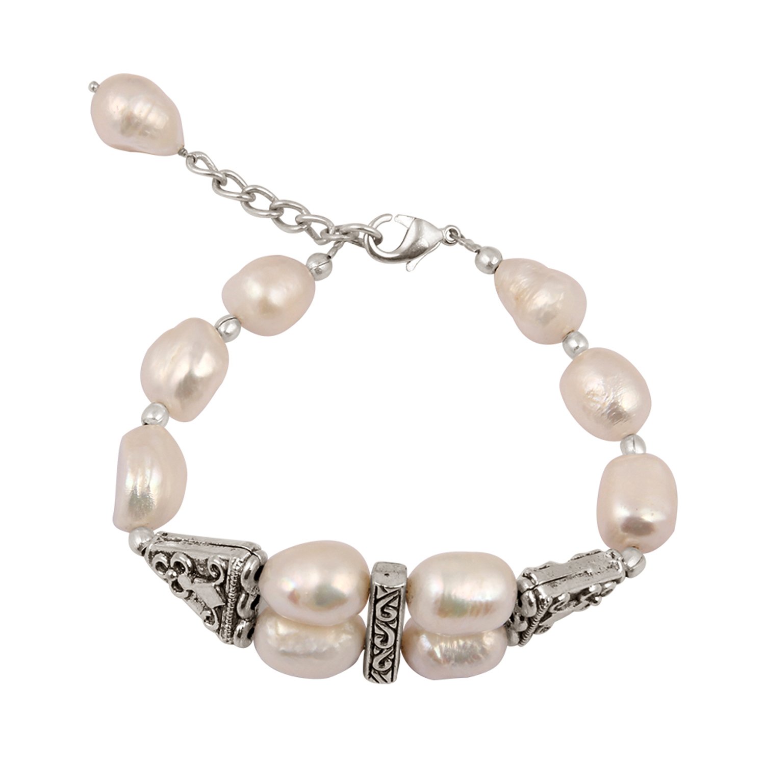 PearlzGallery White Fresh Water Pearl Silver Plated Lobster Clasp Bracelet For Girls & Women (B00KQJT0UG) Amazon Price History, Amazon Price Tracker