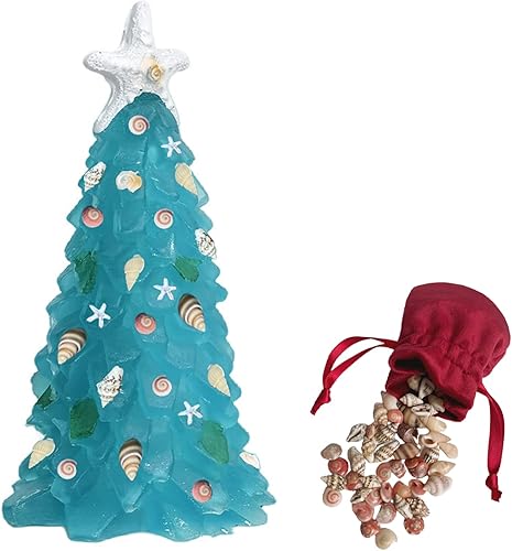 SISEY Árbol de Navidad de cristal de mar, hermoso árbol de Navidad de cristal azul y verde, decoración de Navidad única creativa para sala de estar