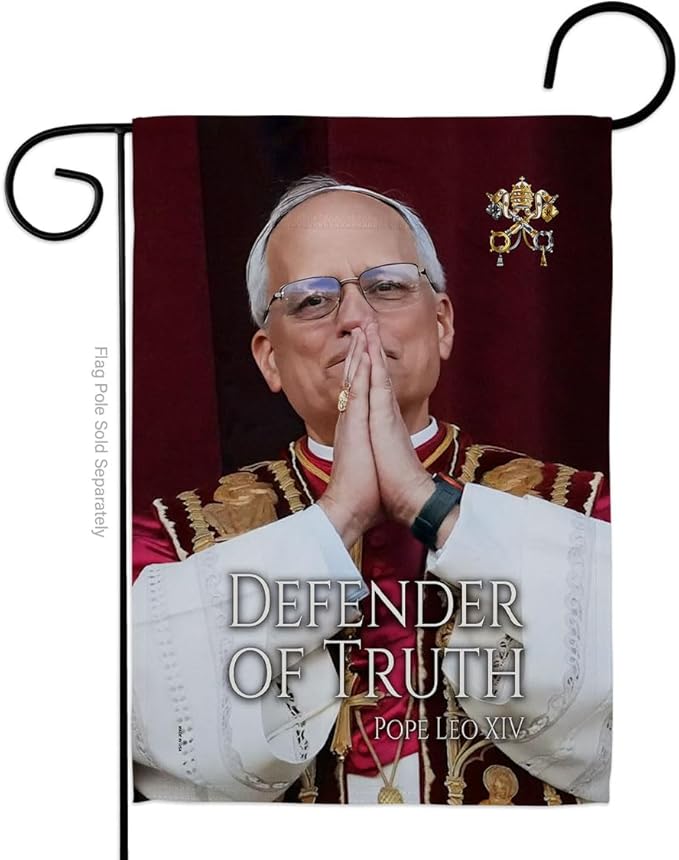 Flag Holy Father Picture Prints Vatican Memorabilia Tapestry Catholic Wall Art Canvas Poster Grave Decorations for Cemetery Yard Sign American Papal Door Garden Decor Religious Gifts