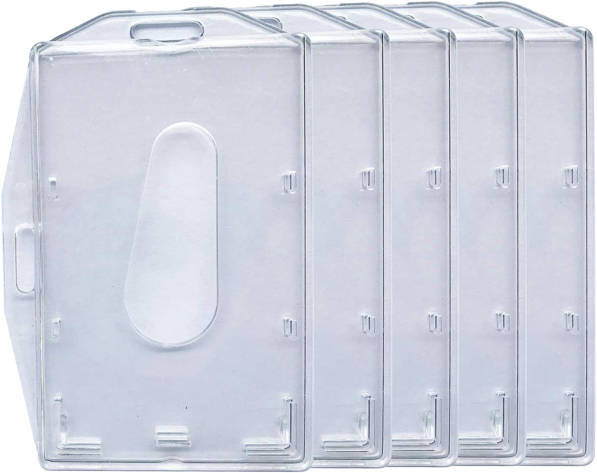 Clear Enclosed ID Card Holder Two Way ID Badge Holder Pack of 5