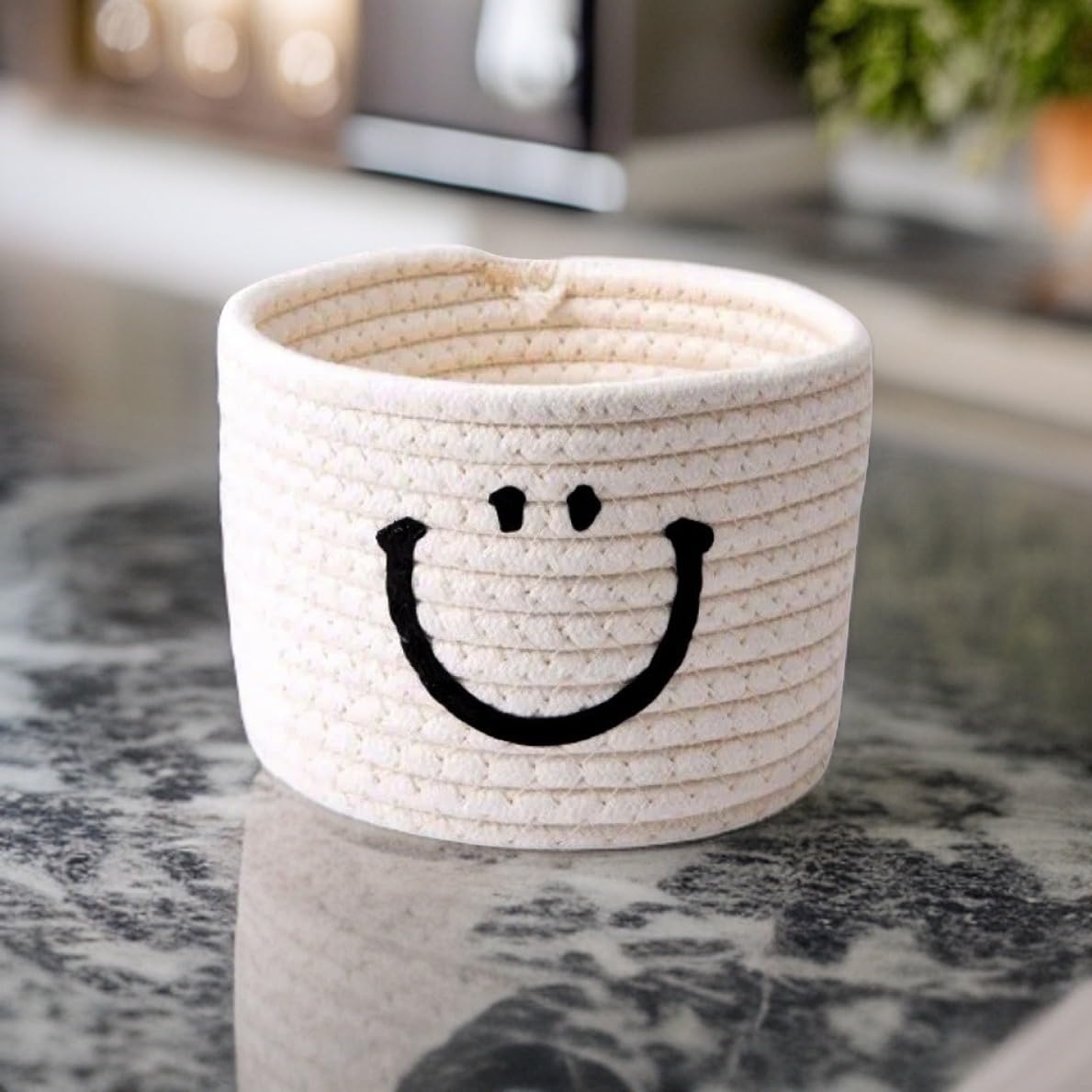 RUGSZONE Cute Storage Basket With Handles for Dog Toys, Blankets, Baby Toys - Living Room and Nursery Décor (Large, White Smile) 2