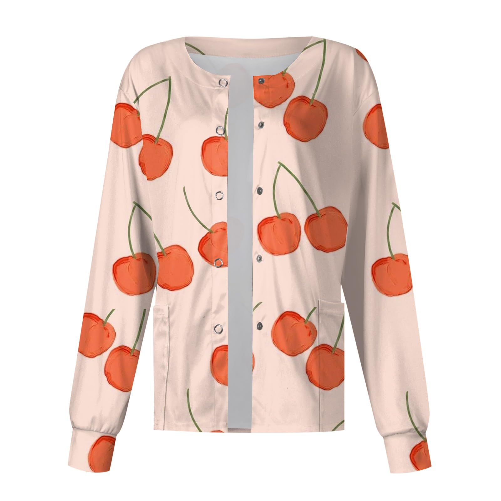 SGDLESN Scrub Jackets for Women Womens Scrub Tops Women Scrub Tops Scrub Jackets for Women Long Sleeve Pattern Pocket Working Soft Scrub Single-Breasted Plus Size Scrubs Protective Scrub Tops