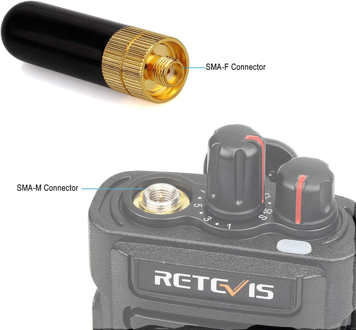 Retevis 2 Way Radio Antenna, SMA-F Antenna for BaoFeng UV-5R BF-888S UV-82 UV5RA Retevis RT29 RT-5R RT5 RT-5RV RT21V RT86 Arcshell AR-5 Walkie Talkies, Portable Antenna Dual Band (5 Pack) : Electronics