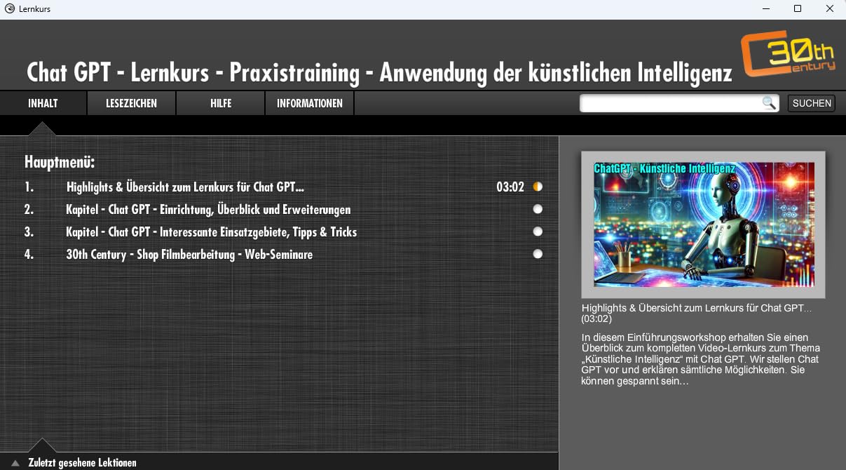 ChatGPT Video Lernkurs Kompendium - Workshop 21 Kapitel Deutsch - Einsteiger Fortgeschrittene und Profis - Beruf und Privat - Tipps und Tricks