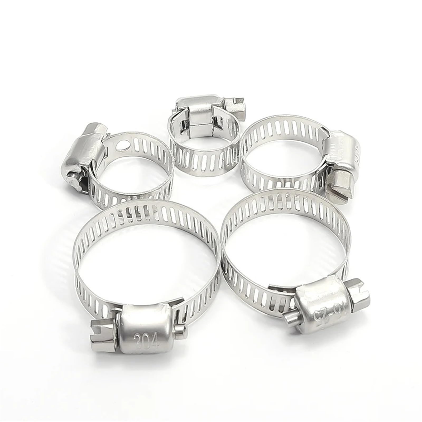 Hose Clips 1/10Pcs Stainless Steel Strengthens The Clamp Hose Circular Air Water Pipe Fuel Clips of Fasteners Clamps for Home Water Line(10PCS-13-19mm)