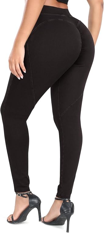 SEASUM Womens Butt Lifting High Waisted Heart-Shaped Jeans Stretchy Comfortable Legging Jeans Vintage Style