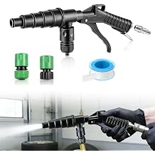 Coolant System Flush Gun - Radiator Flush Kit with Lever Action, Heater Core Backflush Tool, Air and Water Cooling System Flusher with 5 Nozzles for 19-40mm Hoses