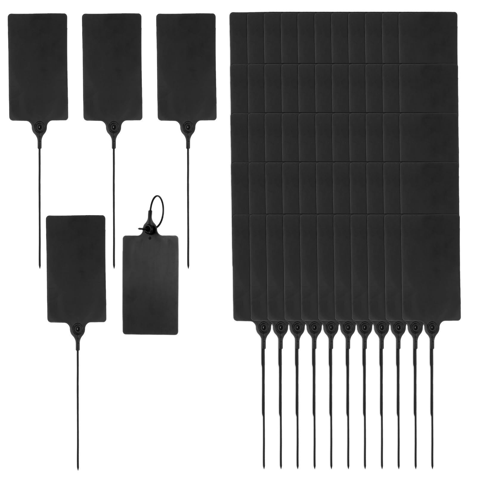 PATIKIL 80 Pcs Plastic Tags, Hanging Label Tags Blank Zip Ties Writable Waterproof Storage Key Signs for Labeling Shipping Marking Identification Inventory, 105x65mm, Black