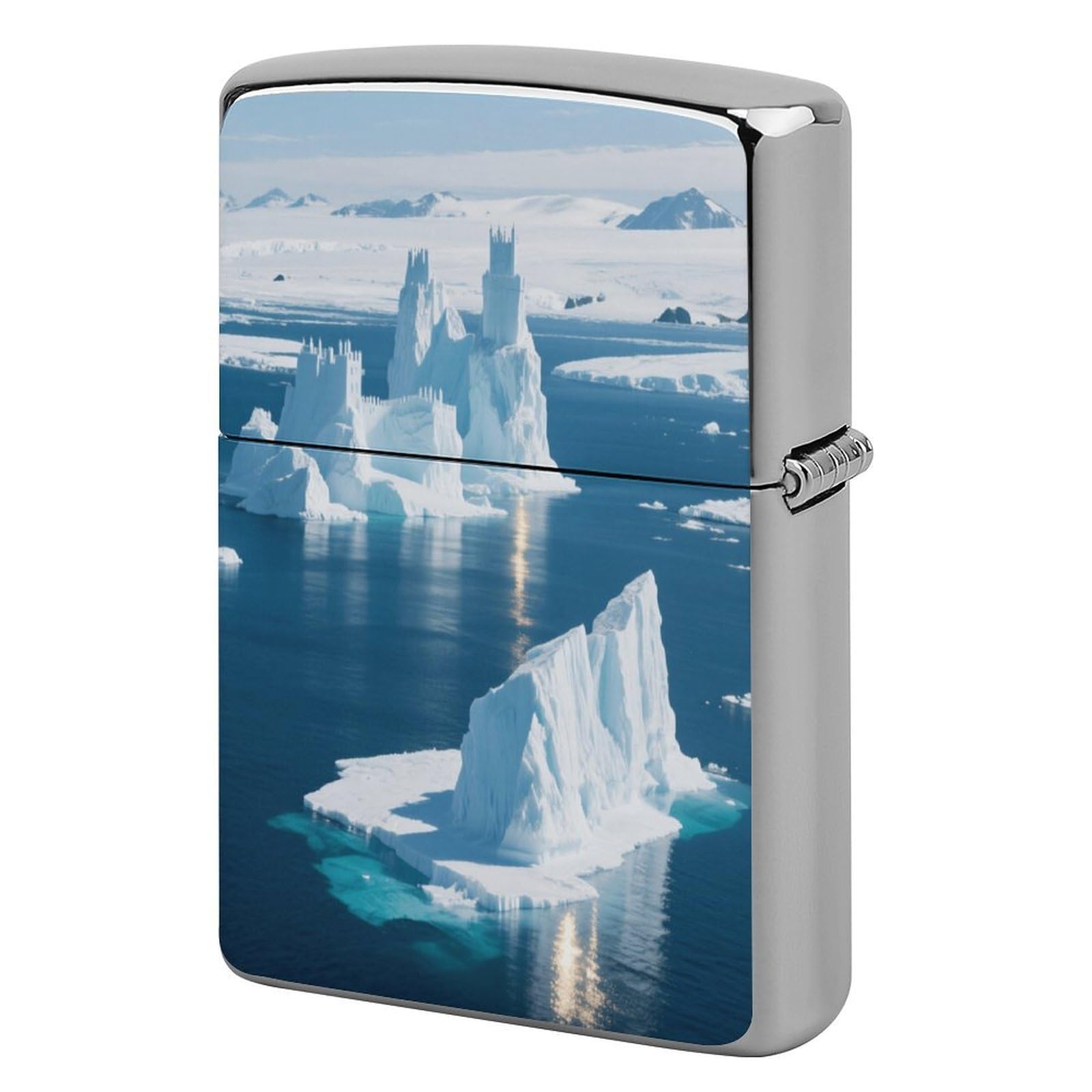 Fekiloot Style Iceberg Ocean Lighter Case Cover Metal Lighter Case