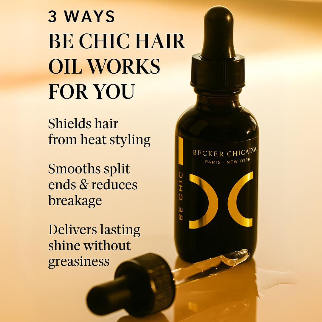 Hair Oil by Becker Chicaiza – Certified Vegan, Lightweight, Frizz Control, Shine Enhancing Hair Oil for All Hair Types, Leaves Hair Feeling Nourished and Soft 2 fl oz