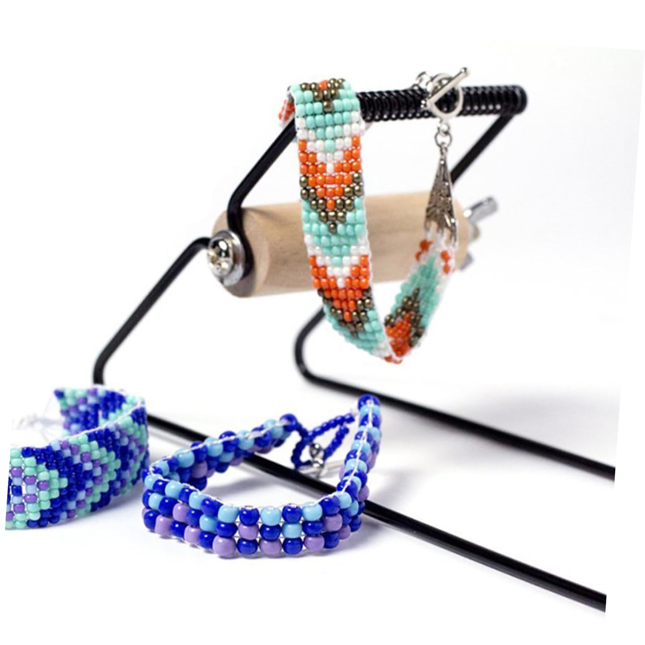 VILLCASE 5 Piezas suministros de bricolaje Colgante cuentas para pulseras hilos de bordar telar cesta craft brazalete accesorio de abalorios herramientas para tejer pulseras de madera Metal