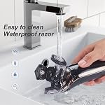 kurener Electric Razor for Men Shaver Rechargeable 100% Waterproof Rotary for Shaving with Nose Trimmer Sideburns Trimmer Face Cleaning Brush, Black, KR1260