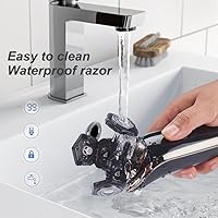 Vista 3 de Electric Razor for Men Shaver Rechargeable Waterproof Rotary for Shaving with Nose Trimmer Sideburns Trimmer Face Cleaning Brush