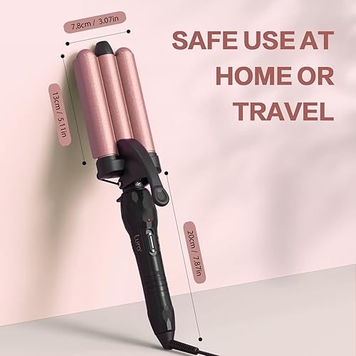Miniatura 7 de Rizador de 3 barriles de ondas de playa, herramienta de pelo ondulado de doble voltaje, rizadores de cerámica de turmalina de 1 pulgada, rizadores