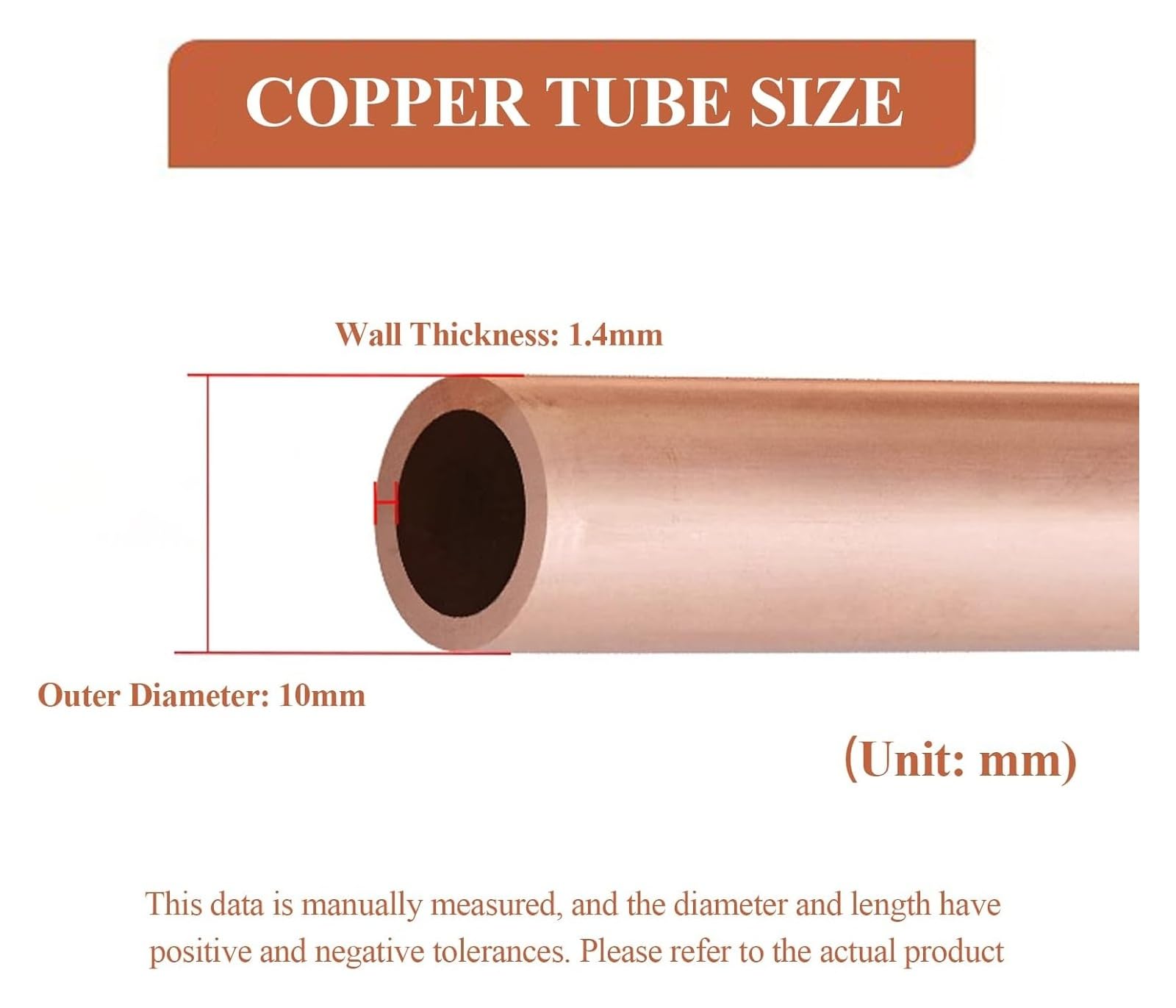 Tubos de bobina de cobre, Tubo de cobre T2 con espesor pared 1,4 mm y bobina 3 metros longitud, apto for instalaciones fontanería bricolaje(OD 10mm)