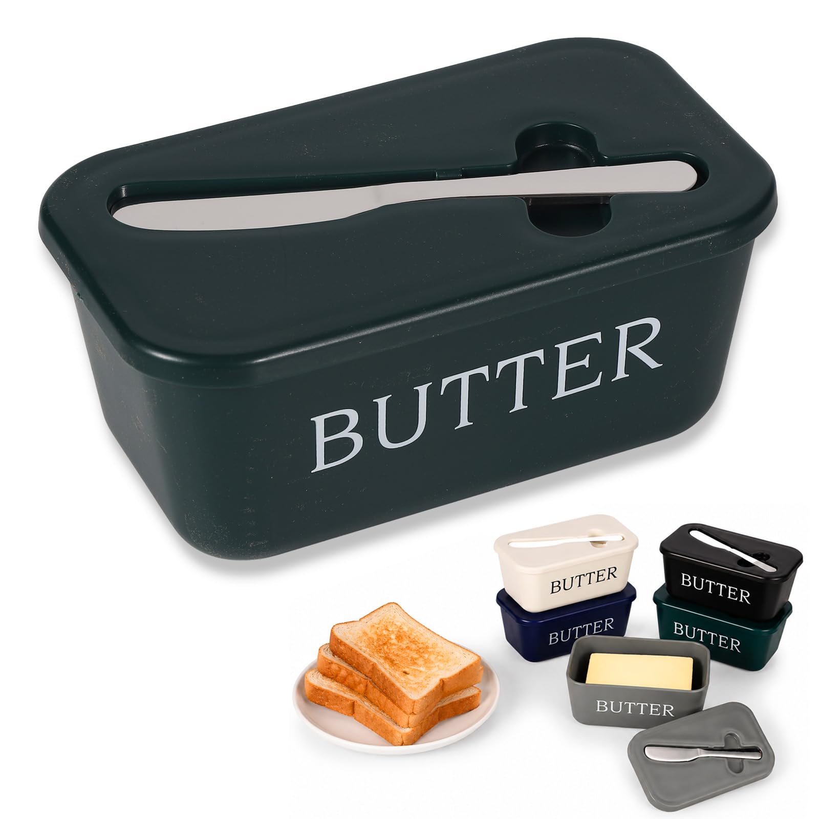 YESAH Butter Dish with Lid and Knife,Green Butter Keeper