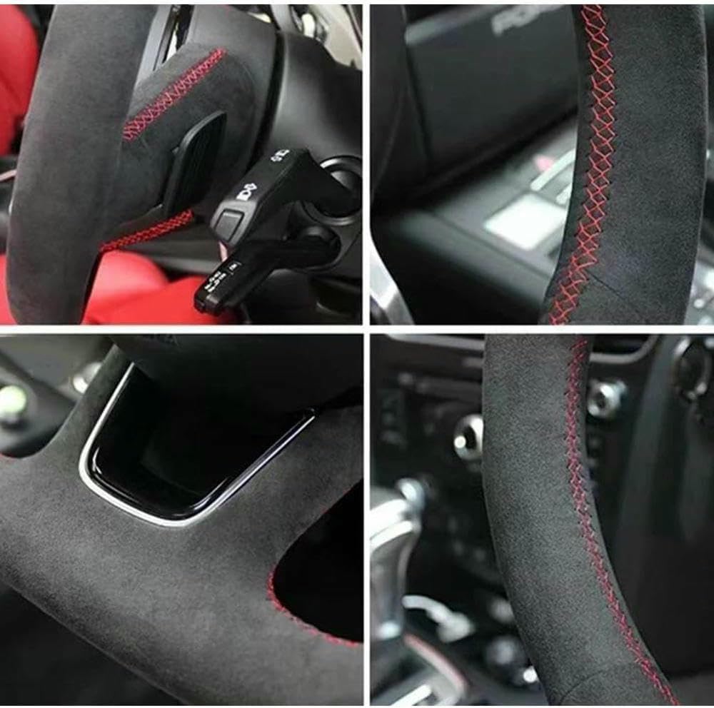 Pokrowiec na kierownicę samochodu czarny skórzany zamsz, do Seat Leon Cupra R Leon ST Cupra Leon ST Cupra Ateca Cupra Ateca FR