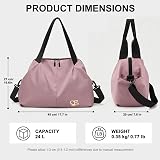 Vllcsla Sac de Sport Femme Petit, Poche Humide, 45x27x20 cm, Imperméable Sac à Bandoulière de Sport/Voyage, Sacs de Week-End à Main, Sacs de Voyage Femme Piscine, Léger, Doux (Rose foncé) - 3