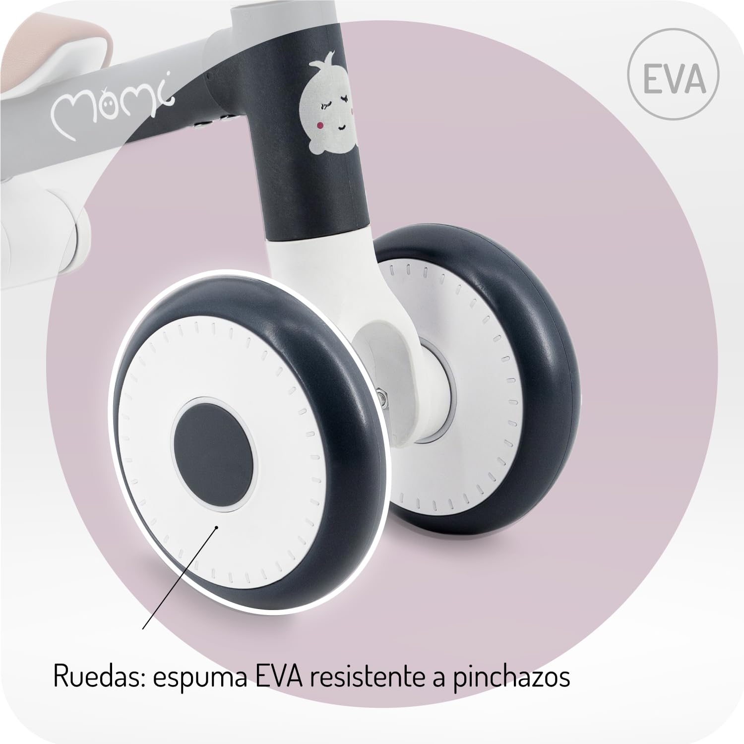Momi Bicicleta sin Pedales Dex para niñas y niños de 1 a 3 años, Cuadro Plegable, sillín Regulable en Altura, Ruedas de plástico Resistentes a pinchazos, Peso Solo 2 kg