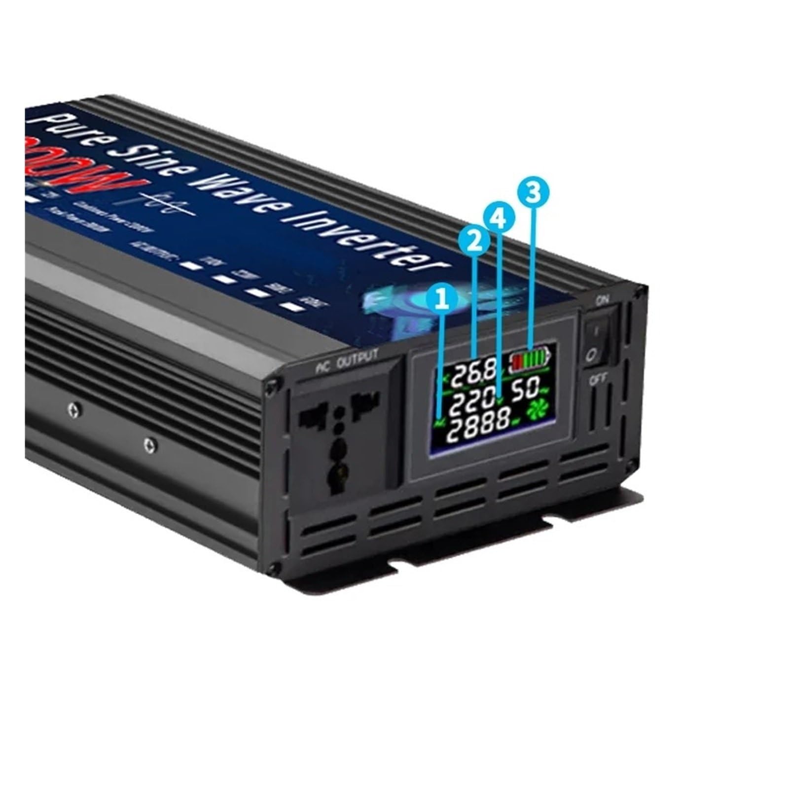 Power Inverter A Onda Sinusoidale Pura 12V 220V 24V CC A CA 110V/220V 2000W 3000W 4000W Convertitore Tensione Alimentazione Portatile Inverter Solare Auto Convertitore(12V,110V 60HZ,1000W)