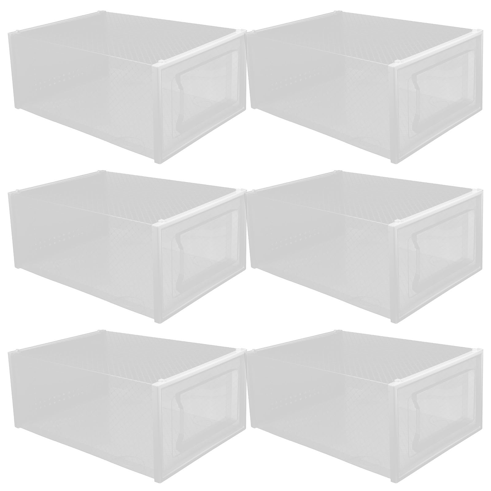 SHOWERORO 6 Cajas Transparentes Apilables para Zapatos Diseño de Cajón, Organizador Elegante de Almacenamiento en Pp para Guardar Calzado Visibilidad Clara