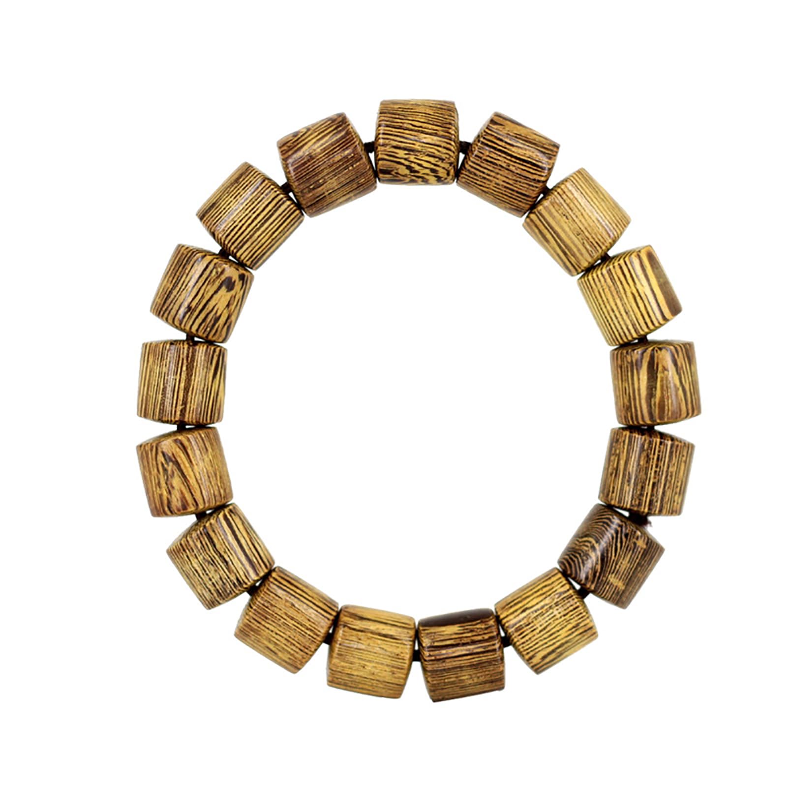 LANLANGNatural Wenge Mala Prayer Beads Bracelet, Wooden barrel bead bracelet with old materials, Buddhist beads, Meditation Buddhist Rosary, Pray for peace and joy, Wooden Bead Chain