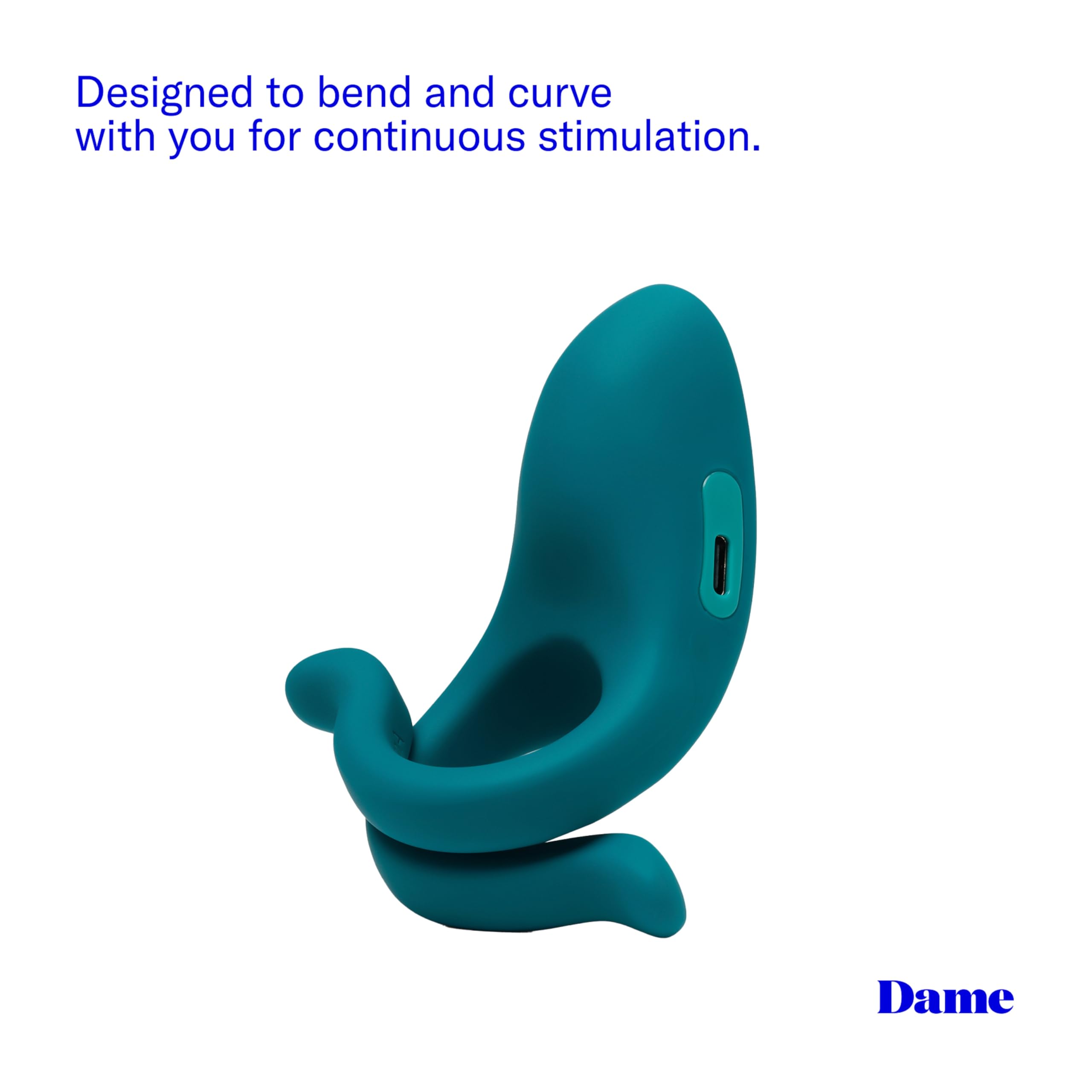 Dame Products Hug Anillo vibrador para parejas, recargable por USB-C, fuertes vibraciones, silicona Body-Sade, impermeable, ajustable, flexible