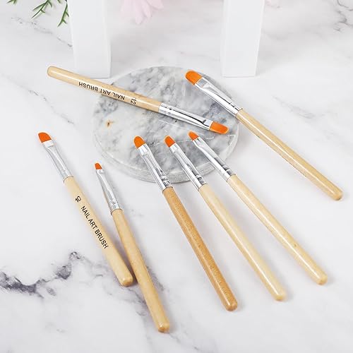 Miniatura 7 de 7 piezas de cepillo de uñas de gel, cepillo de uñas acrílicas, punta francesa, pluma de manicura francesa, pinceles de arte de uñas para uso en el
