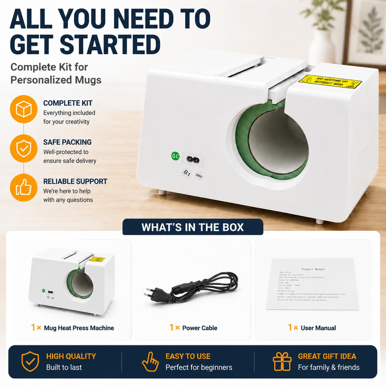 Madelynn Prensa para tazas de 400 W, 330 ml, prensa de calor con 3 ajustes de temperatura 160/180/200 °C y 2 ajustes de tiempo, prensa de vasos para 11 oz