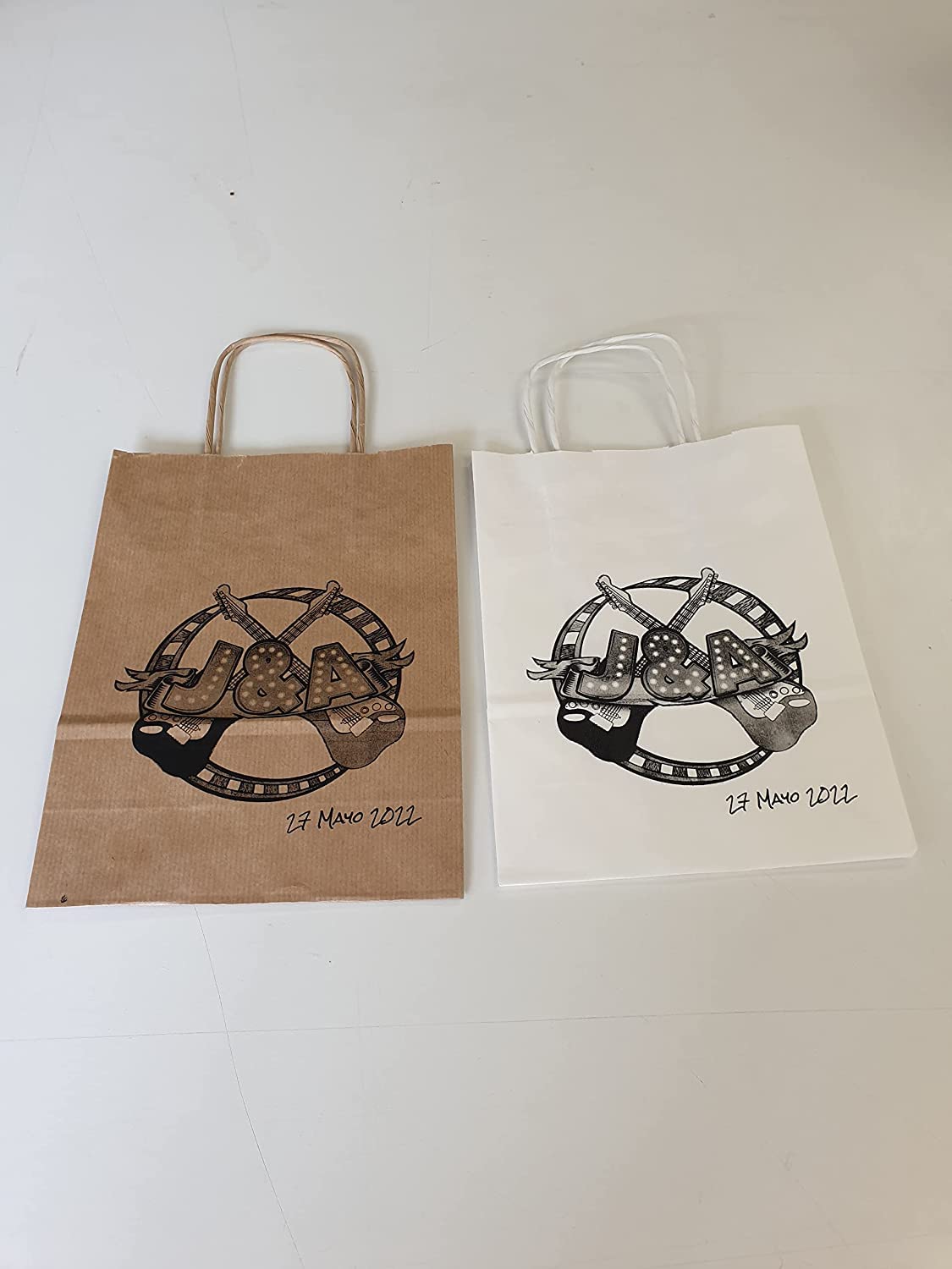 100 Bolsas papel kraft personalizadas bolsas de papel con asas bolsa de papel personalizable con el logo de tu negocio muy resistentes
