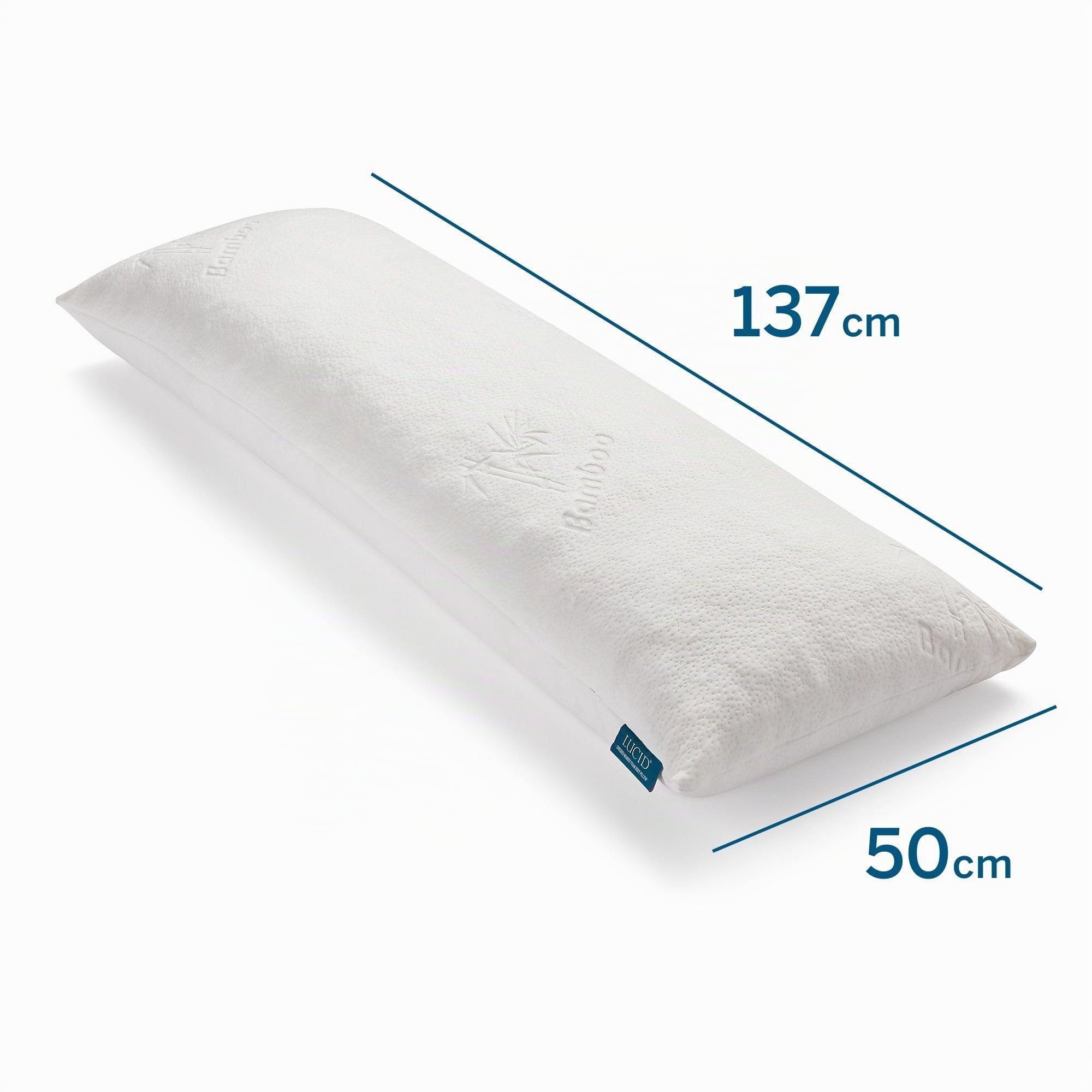 LUCID Almohada corporal de espuma viscoelástica triturada – almohada perfecta para dormir abrazado de lado – almohada perfecta para embarazadas – funda suave de rayón de bambú