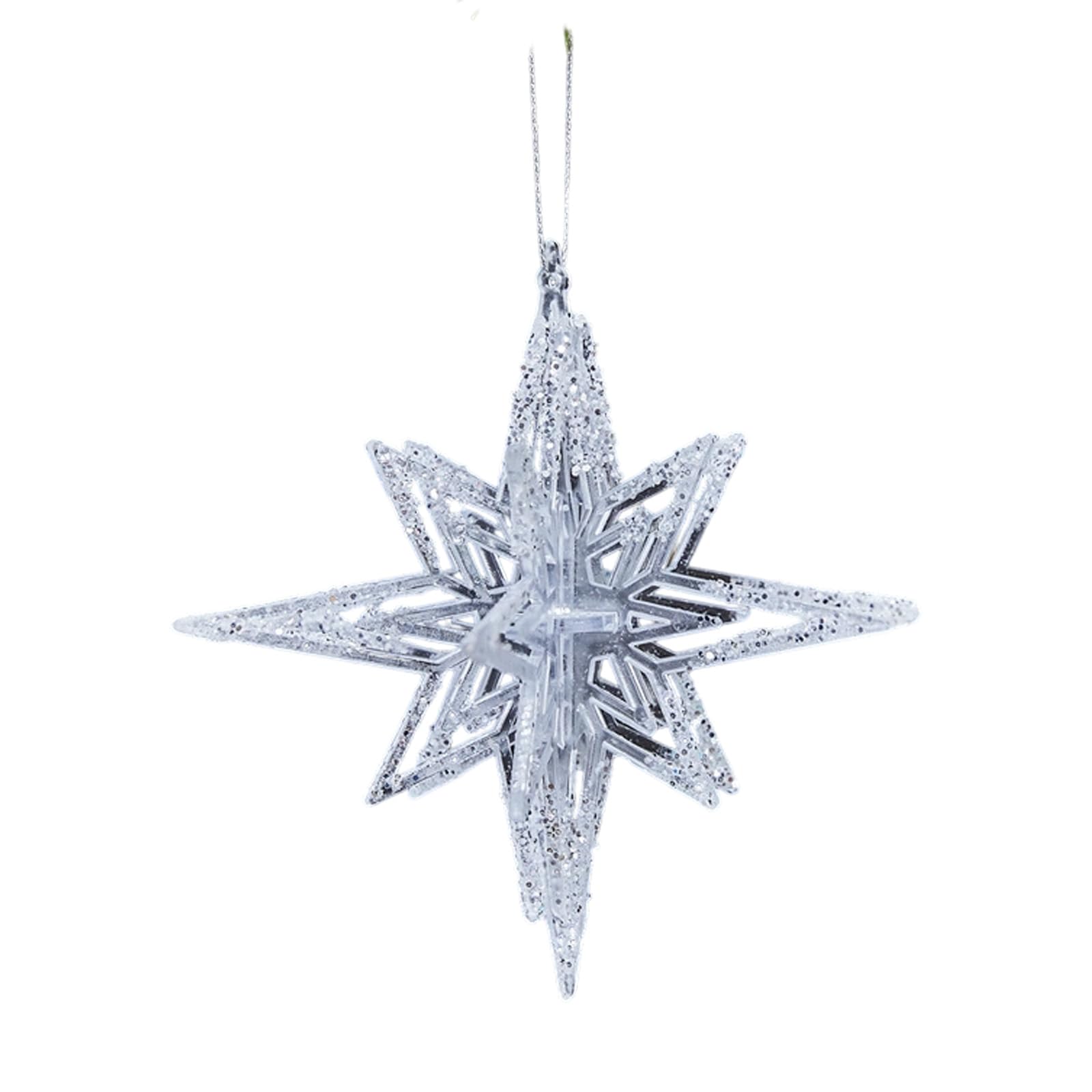 Nucelit Shatterproof Clear Acrylic Christmas Tree Hanging Decorations Shimmering Deer Butterfly Snowflake Hanging Ornament Glittering Festival Tree Decoration