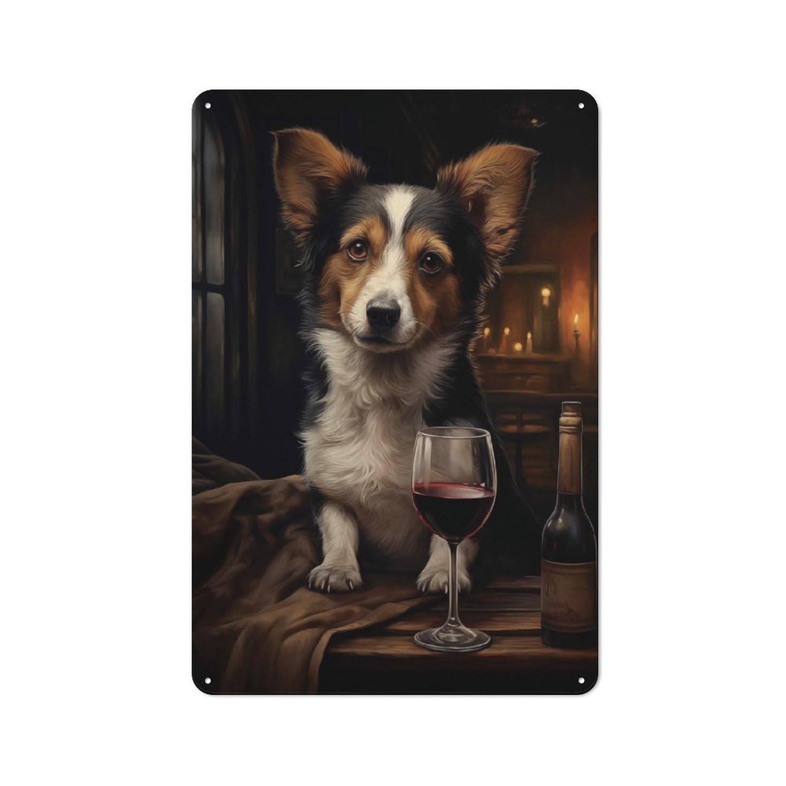 Junmoney Wine Time Country Metal Wall Decor 30X20cm, Tin Wall Plaque For Cottage, Kitchen, Hallway Or Breakfast Nook
