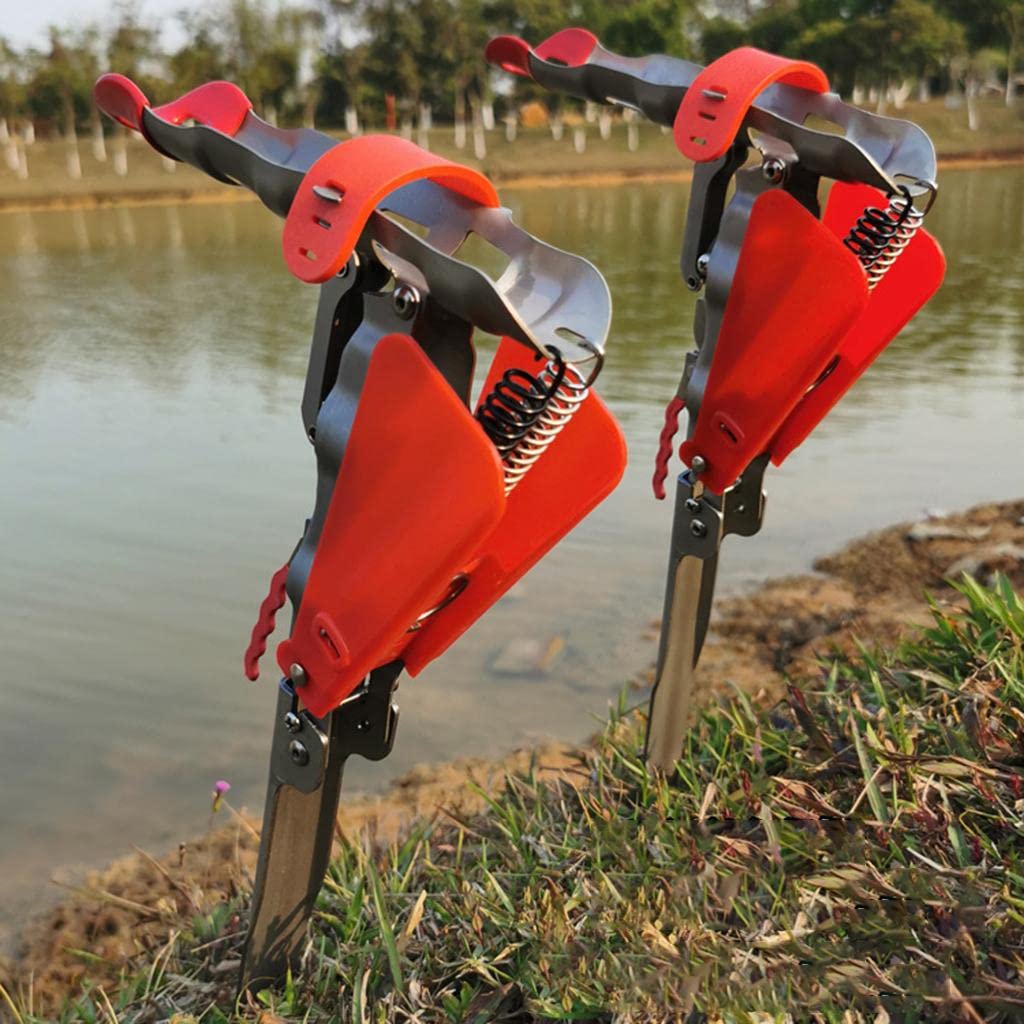 BAYORE Supporto per canna da pesca pieghevole automatico a doppia molla Supporto per canna da pesca Supporto per canna da pesca Staffa di supporto a terra