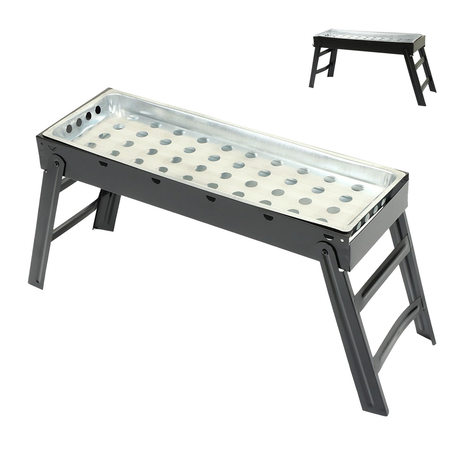 Parrilla portátil de acero inoxidable gruesa y plegable para acampar al aire libre, picnic y barbacoa, ideal para cocinas en el patio trasero y portón trasero.