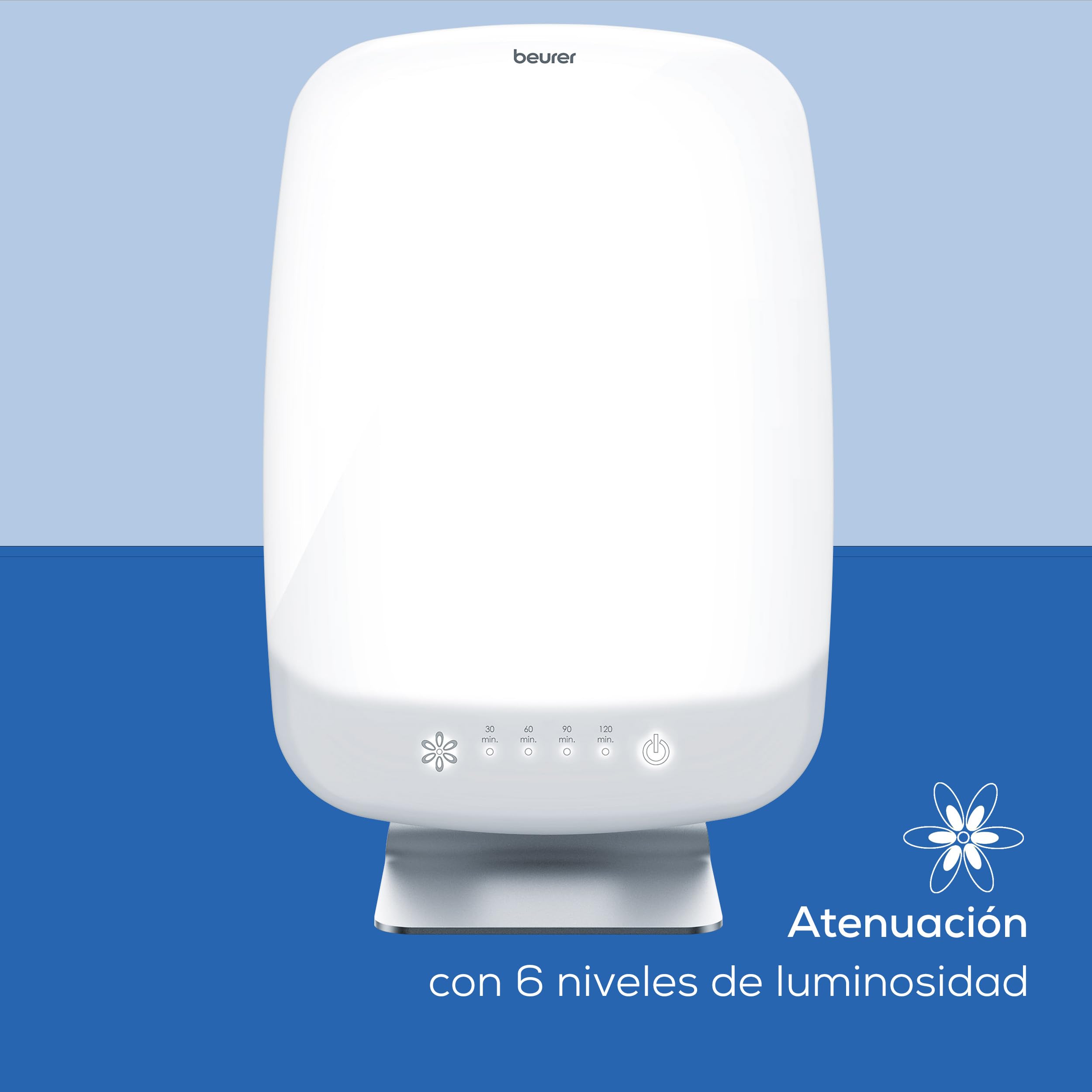 Beurer TL 95 Lámpara de luz diurna, simulación de luz diurna, 14000 lux, dispositivo médico, lámpara de luz diurna para síntomas de falta de luz, tecnología LED SunLike®, con regulador de intensidad