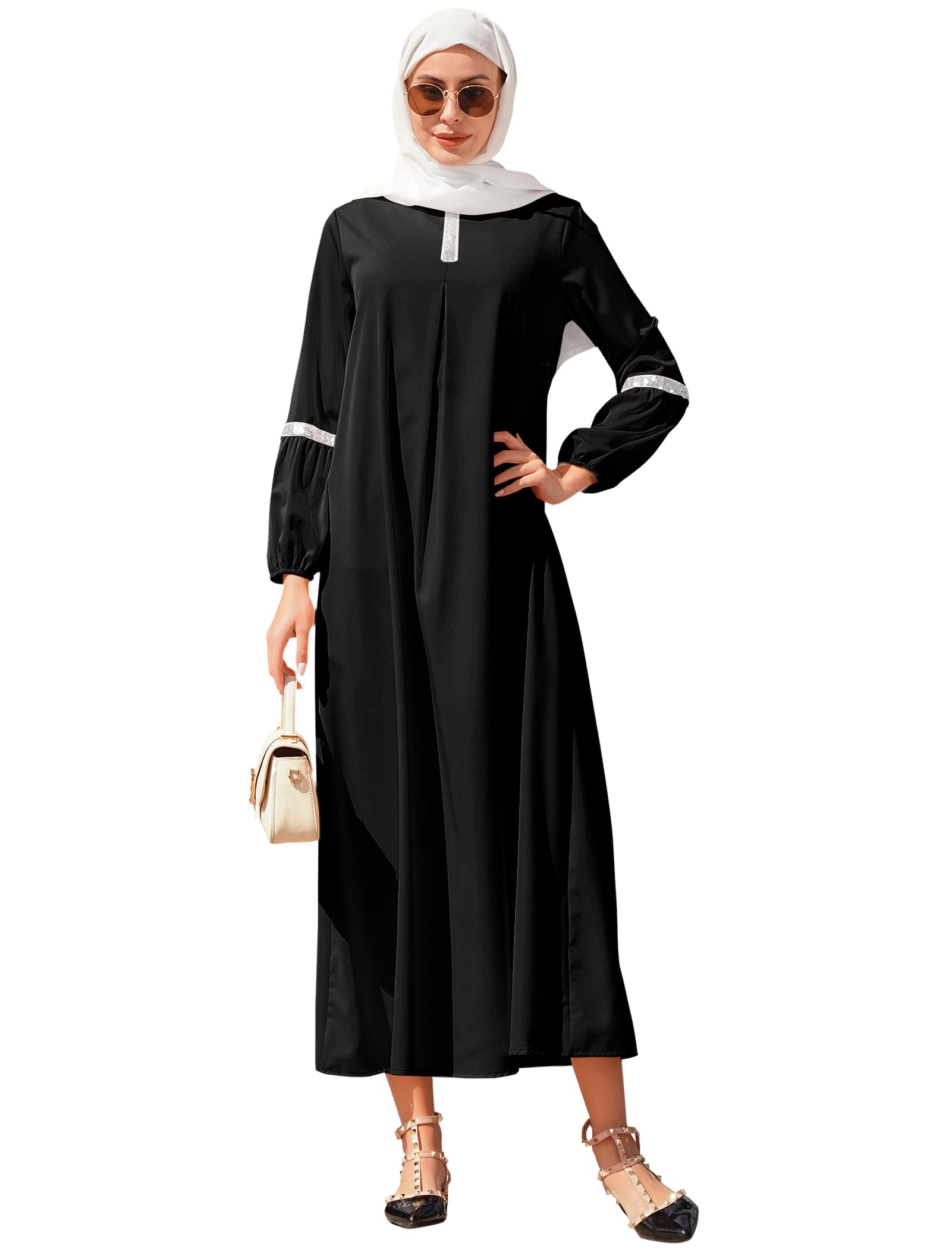 IWEMEKSequin Islamic Prayer Dress Islamic Prayer Clothes for Women One Piece Arabian Muslim Abaya for Women Dubai Outfits