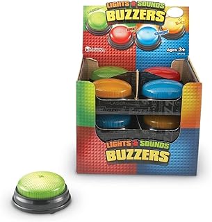 Learning Resources Lights and Sounds Buzzers, Classroom Accessories, Teacher Aids, Game Show Buzzer, Set of 12, Ages 3+
