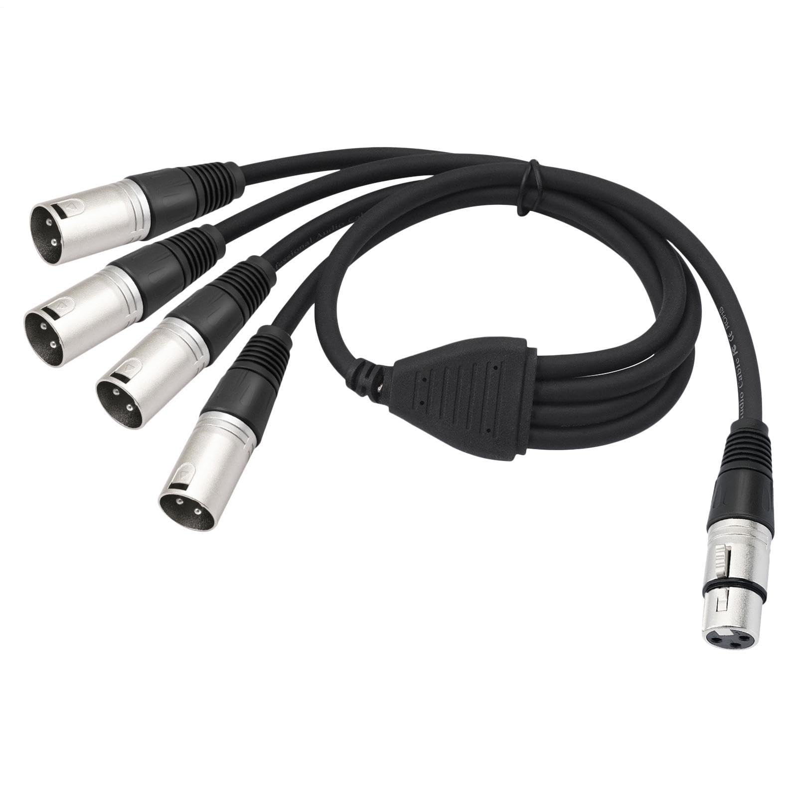 Divisor de micrófono cable alargador de 1 hembra a 4 machos con conectores resistentes 8