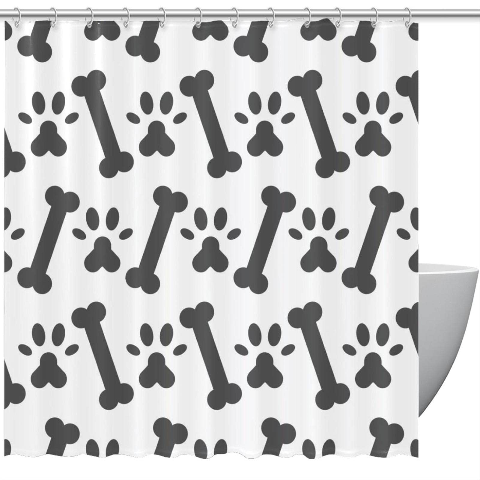 Rideau de douche imperméable 183x183 gris anti-moisissure avec crochets pour baignoire